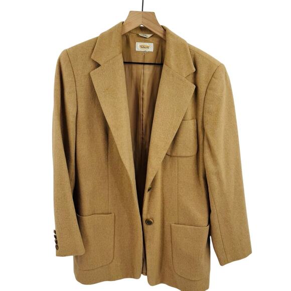 Vintage Talbots Camel Hair Blazer Tan Classic Fit Lined Jacket Two Button Size M - Picture 9 of 9
